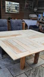 Tuintafel nieuw gemaakt van gebruikt pallethout 160x150 79 H, Nieuw, Hout, Ophalen, Vierkant