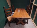 Eethoek massief eiken tafel en stoelen 160 x 80, Ophalen, Gebruikt, Klassiek, 4 tot 6 stoelen