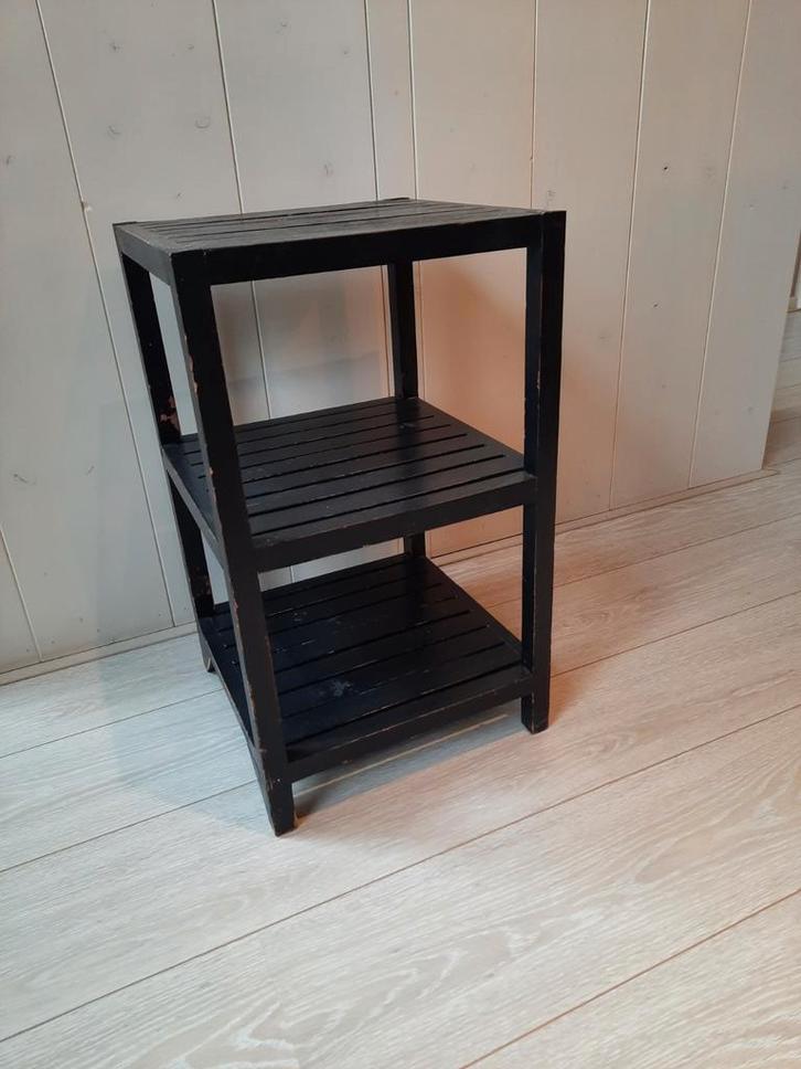 Houten Plantentafeltje met 3 planken, Huis en Inrichting, Tafels | Bijzettafels, Gebruikt, Vierkant, 60 cm of meer, Minder dan 55 cm