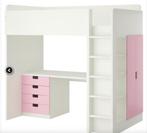 STUVA hoogslaper / box 4 / 2 deuren - wit / roze, Ophalen, 85 tot 100 cm, Hoogslaper of Stapelbed, Gebruikt