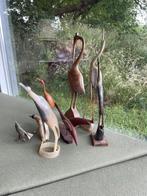 Set van vogels (reigers) in hout en Horn, Ophalen of Verzenden, Zo goed als nieuw