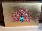 Handgeschilderd schilderij 'Golden Flower Peacock' 120x80cm, Antiek en Kunst, Ophalen