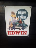 Mooi metalen reclame plaat Denim is Edwin., Reclamebord, Gebruikt, Ophalen of Verzenden
