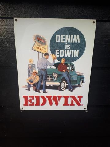 Mooi metalen reclame plaat Denim is Edwin.
