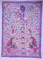 Mithila (India) madhubani-schildering, Antiek en Kunst, Kunst | Niet-Westerse kunst, Ophalen of Verzenden