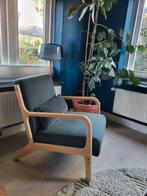Donkerblauwe fauteuil van Woood, Ophalen, 75 tot 100 cm, Zo goed als nieuw, Stof