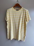 Tommy Hilfiger geel wit gestreept t-shirt korte mouw | mt L, Maat 52/54 (L), Geel, Tommy Hilfiger, Ophalen of Verzenden