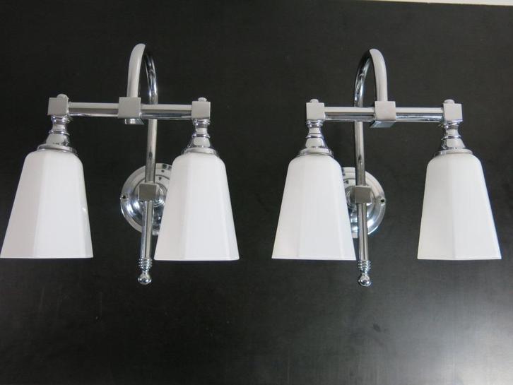2 art deco stijl wandlampen /muurlampen badkamerlamp, Huis en Inrichting, Lampen | Wandlampen, Zo goed als nieuw, Glas, Ophalen of Verzenden