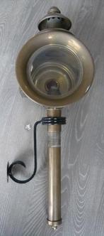 antieke koperen koetslamp met kaars en wandbevestiging, Ophalen of Verzenden