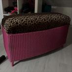 Fuchsia Opbergbankje met Luipaardprint, Overige materialen, Gebruikt, 50 tot 100 cm, Ophalen of Verzenden