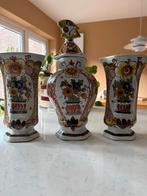 19e-eeuws Polychroom Delfts Aardewerk (3-delige set), Antiek en Kunst, Curiosa en Brocante, Ophalen of Verzenden