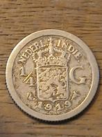 Nederlands Indie 1919.      1/4 gulden, Verzenden, Zilver, 25 cent, Koningin Wilhelmina