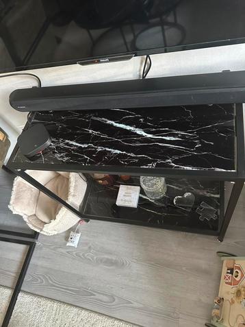 Wandtafel marmer zwart glas