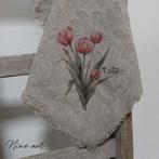 Shabby Linnen Sierdoek Tulp Roze 45x45, Ophalen of Verzenden