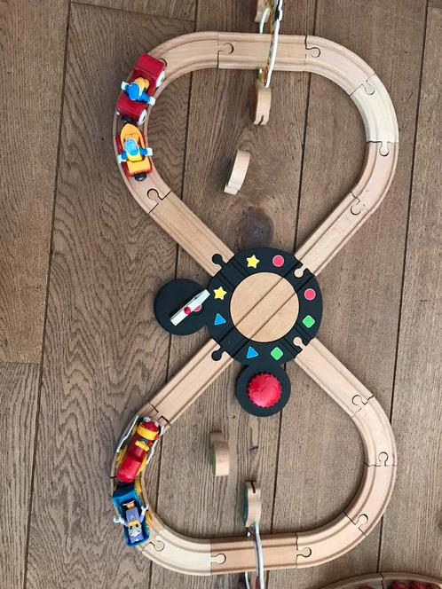 Houten treinbaan Mickey Mouse, Kinderen en Baby's, Speelgoed | Houten speelgoed, Gebruikt, Overige typen, Ophalen of Verzenden