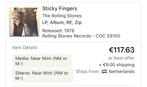 Rolling Stones - Sticky Fingers LP (1978), Cd's en Dvd's, Vinyl | Rock, Ophalen of Verzenden, Zo goed als nieuw, 12 inch