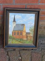 Schilderij de kerk van den Hoorn Texel B. v. d. Waard, Antiek en Kunst, Ophalen