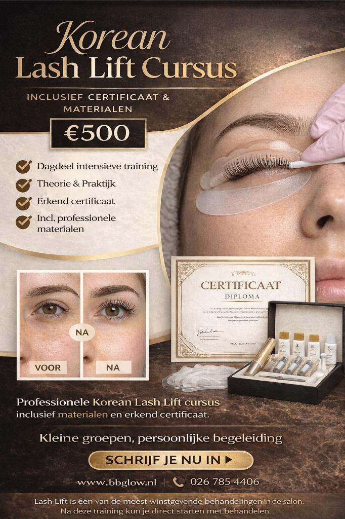 Korean Lash Lift Cursus inc Certificaat & Materialen – €500, Behaal erkend diploma, Werk of Loopbaan