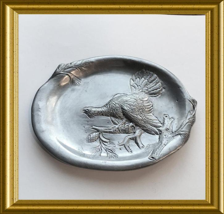 ⭐️Vintage tinnen schaaltje, videpoche, vogel, patrijs?, Antiek en Kunst, Antiek | Tin, Ophalen of Verzenden