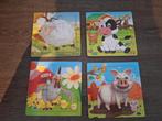 Houten Puzzels Boerderijdieren - Set van 4, Ophalen of Verzenden, Minder dan 10 stukjes, 6 maanden tot 2 jaar
