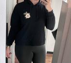 Hoodie met bloemen opdruk, Ophalen of Verzenden, Zo goed als nieuw, Maat 34 (XS) of kleiner, Zwart