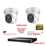 8MP Hikvision AcuSense Darkfighter IP PoE set/NVR+2x camera, Nieuw, Buitencamera, Ophalen of Verzenden