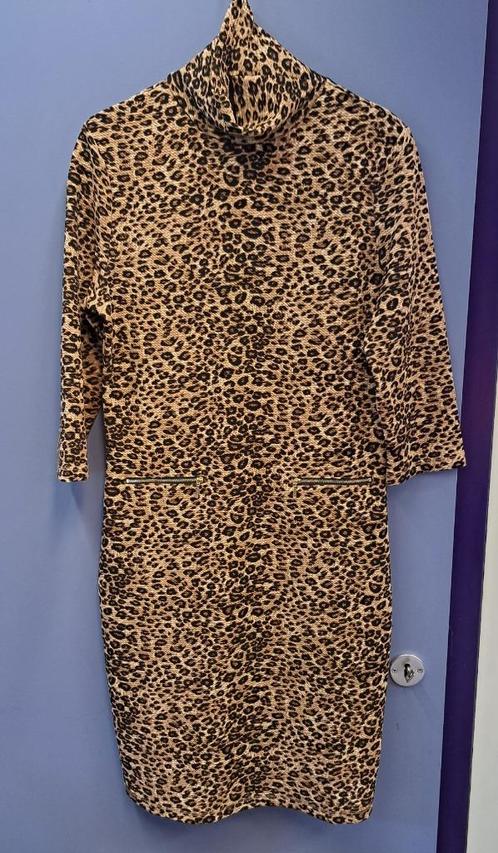 Smashed Lemon luipaard jurk met 3/4 mouw + col mt 40 48230, Kleding | Dames, Jurken, Zo goed als nieuw, Maat 38/40 (M), Bruin