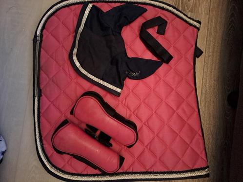 Roze dekje, peesjes en oornetje van QHP, Dieren en Toebehoren, Paarden en Pony's | Dekens en Dekjes, Zo goed als nieuw, Dekje