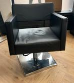 Kappersstoel met Pomp - Zwart Leer, Huis en Inrichting, Stoelen, Ophalen, Gebruikt, Zwart, Leer
