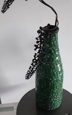 XXL PEACOCK zware mozaïek glas vaas vloervaas fles groen, Gebruikt, 50 tot 75 cm, Ophalen of Verzenden, Glas