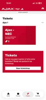 2 tickets Ajax-Nec vak 023, Twee personen