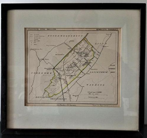 LITHO VOORHOUT UIT DE GEMEENTE ATLAS 1865 - 1869, Antiek en Kunst, Kunst | Litho's en Zeefdrukken, Ophalen of Verzenden