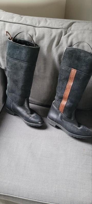 Elegante zwarte leren laarzen - Maat 38 beschikbaar voor biedingen
