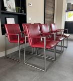4/6 the Frame rood leder Henders & Hazel design stoelen, Vijf, Zes of meer stoelen, Metaal, Ophalen of Verzenden, Zo goed als nieuw