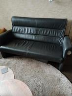 Zwart leren bank breed 170 cm, Ophalen, Gebruikt, 150 tot 200 cm, Tweepersoons