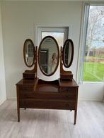 Antieke Engelse Kaptafel met Spiegel, Ophalen of Verzenden, Gebruikt, Hout, 100 tot 150 cm