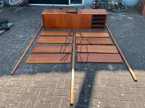 Cadovius wandmeubel boeken teak fineer vintage retro hout, Huis en Inrichting, Kasten | Boekenkasten, Gebruikt, 150 tot 200 cm