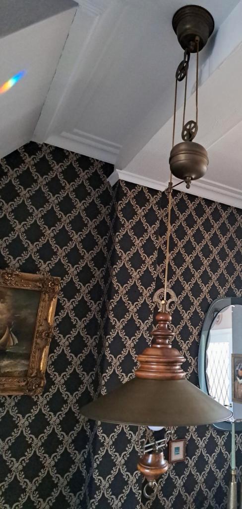 Messing Hanglamp met Contragewicht, Antiek en Kunst, Antiek | Lampen, Ophalen