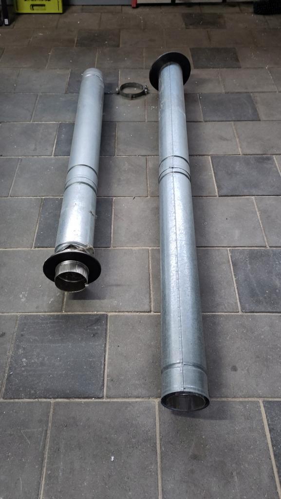 Rookkanaal staal dubbelwandig 3.30 meter, Doe-het-zelf en Verbouw, Buizen en Afvoer, Zo goed als nieuw, Rvs, Minder dan 2 meter