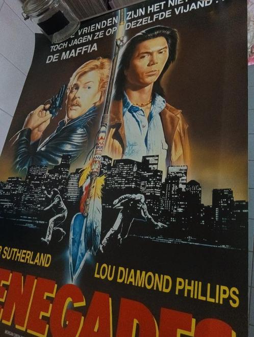 Bioscoop Poster ''Renegades'' Kiefer Sutherland + foto 1989., Verzamelen, Posters, Zo goed als nieuw, Film en Tv, Deurposter of groter