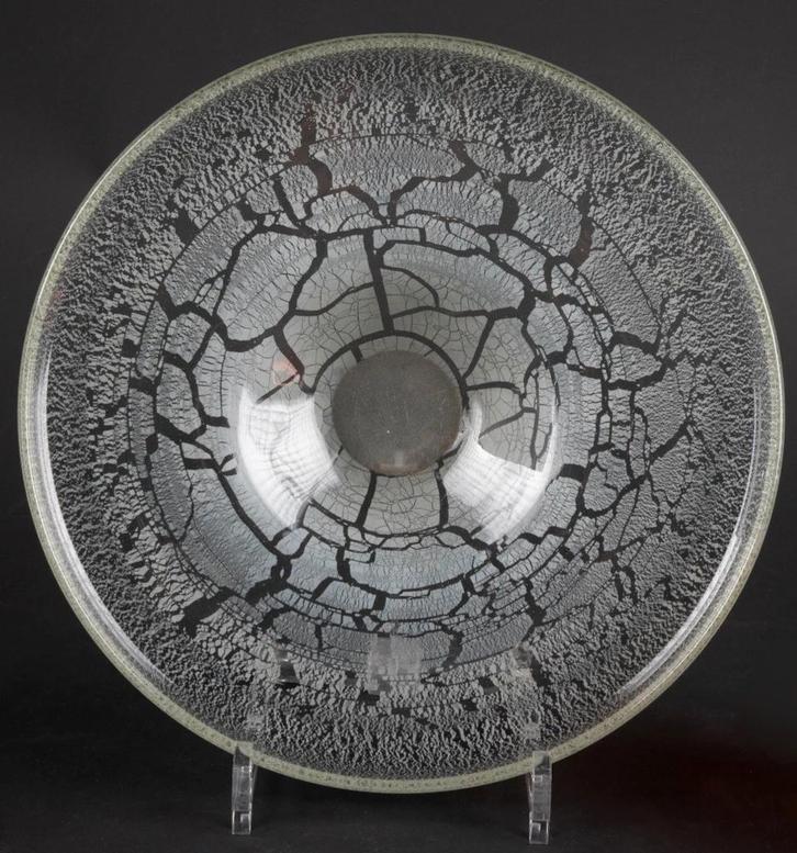 W.J. Rozendaal Kristalunie Maastricht craquelé schaal 1935., Antiek en Kunst, Antiek | Glas en Kristal, Ophalen of Verzenden