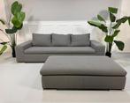 Minotti Moore Bank Stoffen Designbank + Voetenbank, 250 tot 300 cm, Gebruikt, 100 tot 125 cm, Driepersoons