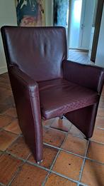 Aubergine lederen eetkamer stoelen 6 stuks, Huis en Inrichting, Ophalen, Gebruikt, Overige kleuren, Leer