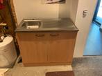 Keukenblokje met RVS blad, Huis en Inrichting, Keuken | Complete keukens, Ophalen, Bruin, Staal of Rvs, Enkelwandige keuken