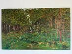 Groot schilderij olieverf op doek Het Baarnsche Bos, Antiek en Kunst, Ophalen