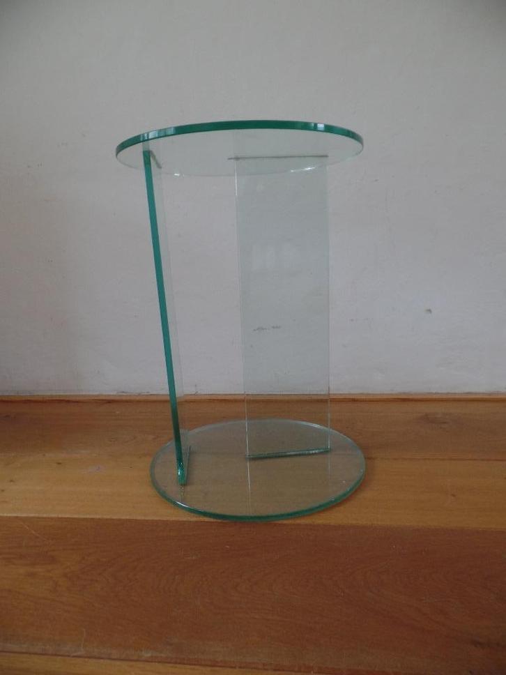 Leuk glazen Bijzet tafeltje planten tafeltje bijzettafeltje, Huis en Inrichting, Tafels | Bijzettafels, Gebruikt, Rond, Minder dan 45 cm