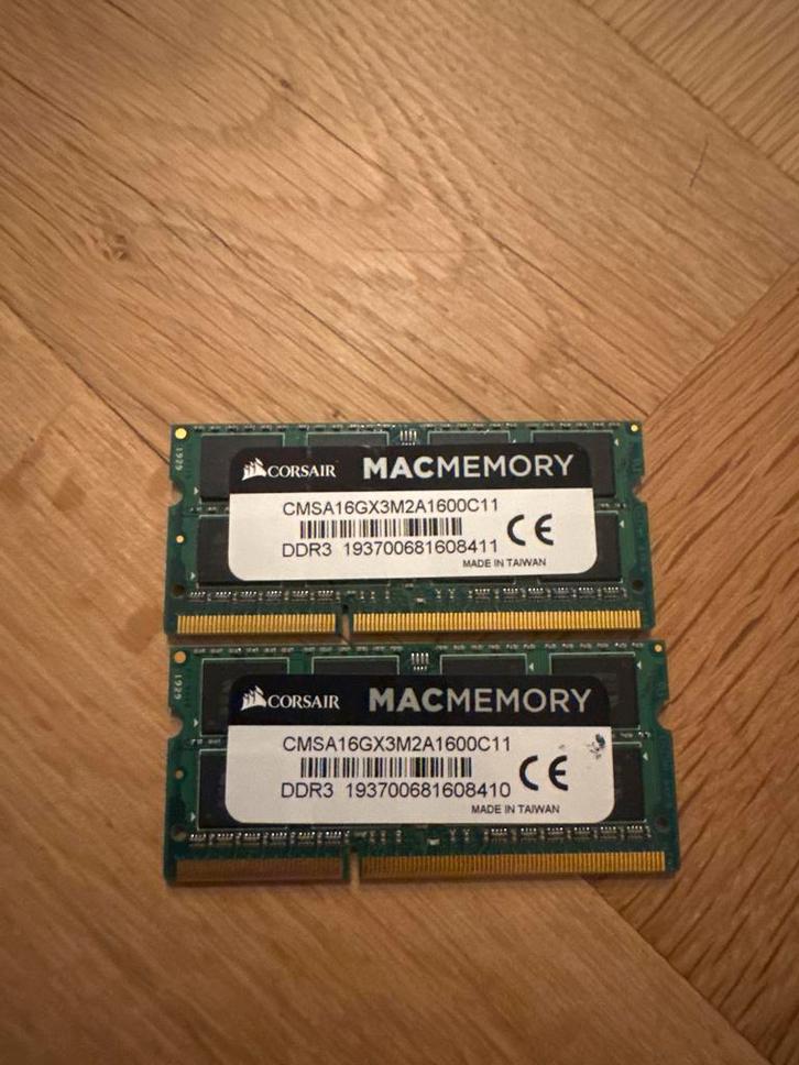 2x8gb DDR3 Werkgeheugen voor MacBook, Computers en Software, RAM geheugen, Gebruikt, Laptop, 32 GB, DDR3, Ophalen of Verzenden