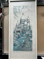 Schilderij Sacré Coeur aquarel reproductie - 1960 Alfau, Antiek en Kunst, Kunst | Schilderijen | Klassiek, Ophalen of Verzenden