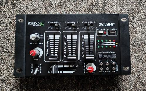 Ibiza sound DJ21USB-BT USB Mixer met Bluetooth, Muziek en Instrumenten, Mengpanelen, Zo goed als nieuw, Minder dan 5 kanalen, Microfooningang