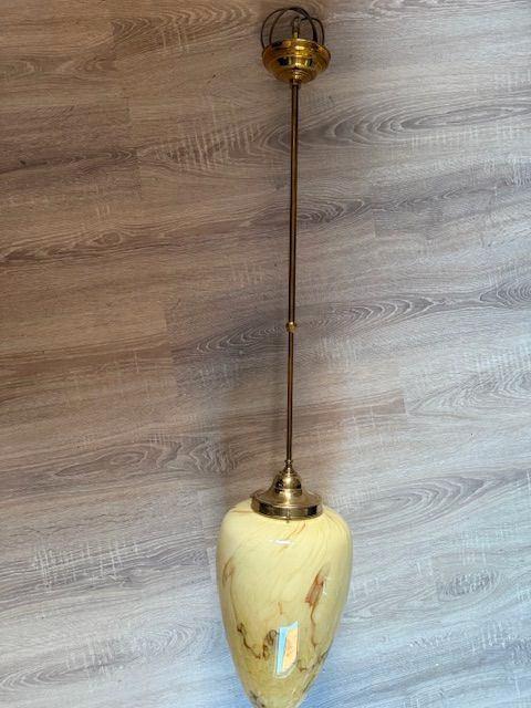 Oude hanglamp XXL Art Deco, Huis en Inrichting, Lampen | Hanglampen, Gebruikt, 75 cm of meer, Glas, Metaal, Ophalen of Verzenden
